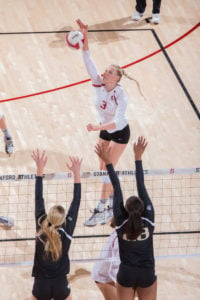 Stanford women's volleyball needs to be stellar in order to defeat No. 5 Washington on the road in Seattle. (MIKE RASAY/isiphotos.com)