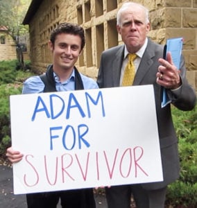 Klein enlisted the help of former President John Hennessy in his campaign to join the cast of "Survivor." (Courtesy of Adam Klein)