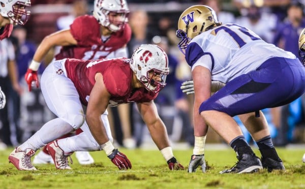 The Washington Huskies feature a strong defensive line which might create difficulties for McCaffrey. (Raghav Mehrotra/The Stanford Daily)