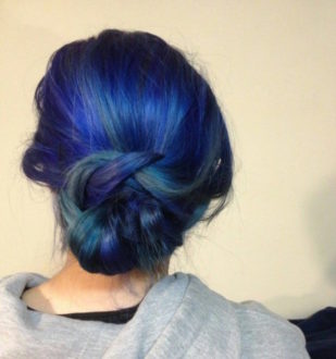 The author's previously blue hair. (MAXIMILIANA BOGAN/The Stanford Daily)
