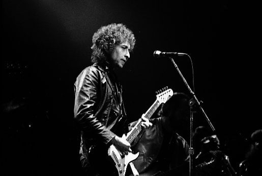 Bob Dylan, recent winner of the Nobel Prize for Literature, performs at the Massey Hall in Toronto in 1980. (Jean-Luc, Wikimedia Commons)