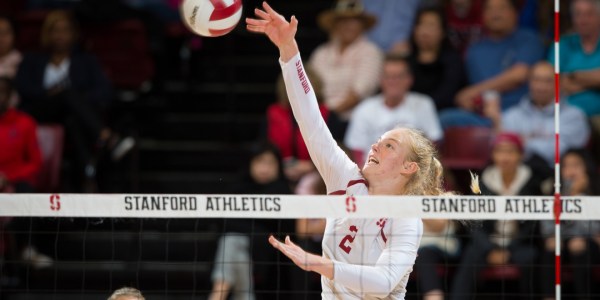 Freshman opposite Kathryn Plummer had a career-high 18 kills the last time Stanford played Washington. It will be a tough battle for the Cardinal as they take on the Pac-12 leaders. (AL CHANG/isiphotos.com)