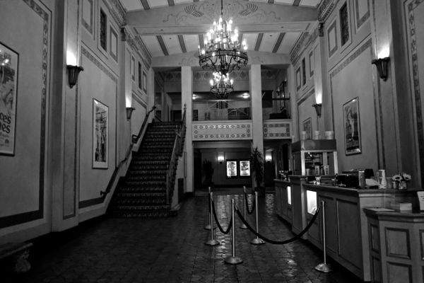 The lobby of the Stanford Theatre gallery, which David W Packard restored to its former 1925 glory. Photo: McKENZIE LYNCH/The Stanford Daily.