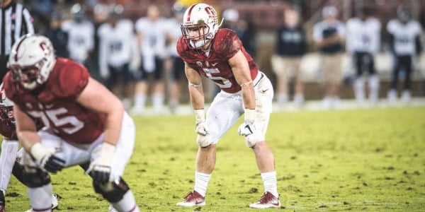 Star running back Christian McCaffrey will lead a Stanford's potent running attack await next week's conference title action before knowing for their bowl future. (Photo by Ryan Jae/The Stanford Daily)