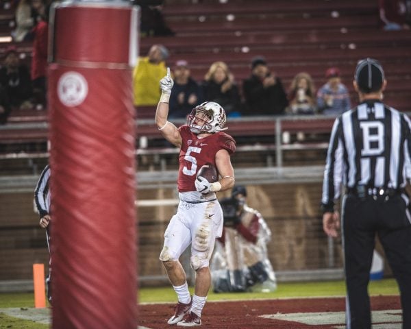 Christian McCaffrey's 33 touchdowns across his three seasons with the Cardinal rank ninth in school history. (RYAN JAE/The Stanford Daily)
