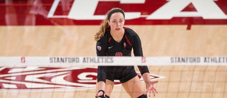 Libero Morgan Hentz had a career day against Florida State, tying her career high with 27 digs and setting a career high with five service aces. The libero's strong service helped to turn the tide of the match and give Stanford the chance to advance to the Elite Eight of the NCAA Tournament. (KAREN AMBROSE HICKEY/isiphotos.com)