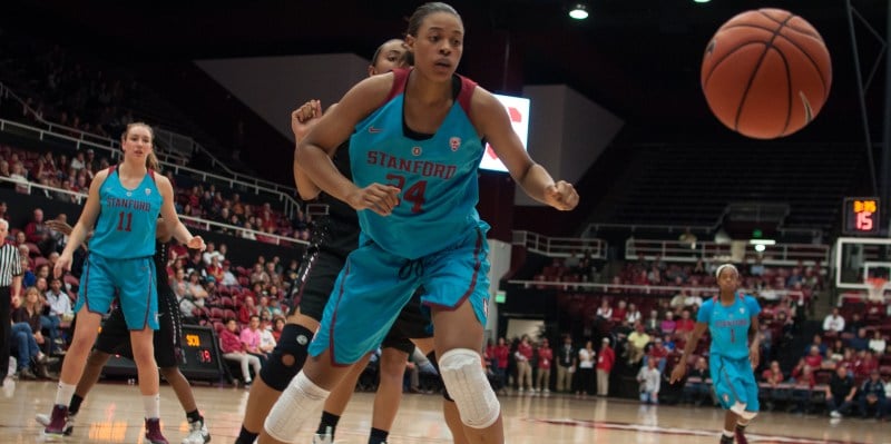 Senior forward Erica McCall tacked on her sixth double double of the season in Friday's victory over the Sun Devils. (RAHIM ULLAH/The Stanford Daily)