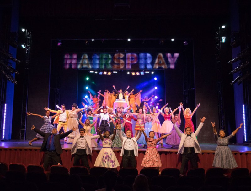 Ram's Head present "Hairspray" in 2015 with LITES' LED display in the backdrop (FRANK CHEN/The Stanford Daily).
