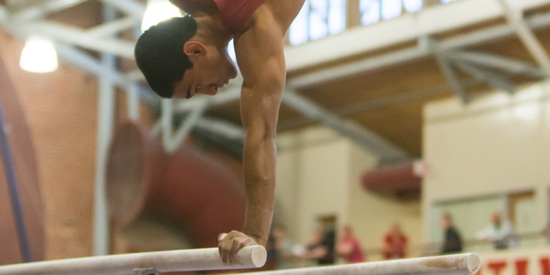 Senior Akash Modi started a Cardinal momentum swing that eventually led the No. 2 Stanford men's gymnastics to a season opening victory at the Big Meet. The Cardinal returned home after relatively dominating the No. 8 California Golden Bears. (Shirley Pefley/isiphotos.com)