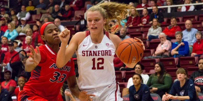 Junior guard Brittany McPhee was on fire from the first quarter of Stanford's opening weekend game, an offensive staple in the Cardinal's 73-46 victory over the Wildcats. McPhee, Karlie Samuelson, and Erica McCall comprised a core trio of veteran leadership throughout the double victory weekend. (SYLER PERALTA-RAMOS/The Stanford Daily).