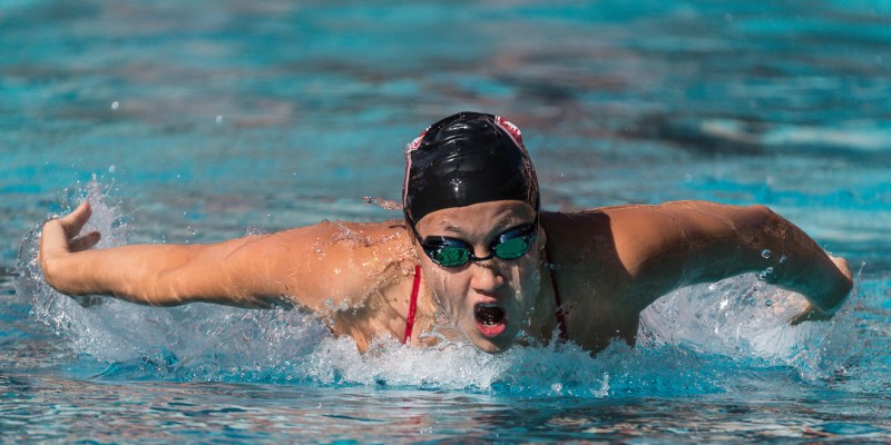 Junior Janet Hu led the Cardinal women in their 190-104 win over Arizona, taking first place in three individual events and one relay. The men's team also defeated the Wildcats, finishing with a score of 170-118. (BILL DALLY/ isphotos.com)