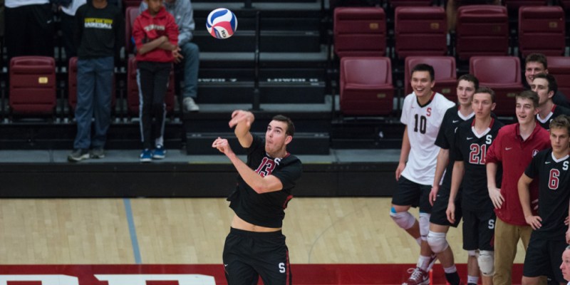 Middle Blocker Kevin Rakestraw aided the Cardinal in the back as they took on and dominated USC. (RAHIM ULLAH/The Stanford Daily)