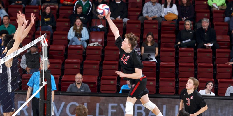 Ewert led the team with a match-high 12 kills, defining Cardinal momentum whenever Cal Baptist crept neck-and-neck. 
Ewert's prowess on the court has made him an offensive staple for Stanford this year. (HECTOR GARCIA-MOLINA/isiphotos.com)