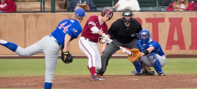 Junior Mikey Diekroeger went 8-for-11 over three games to help secure a Stanford sweep. (BOB DREBIN/isiphotos.com)