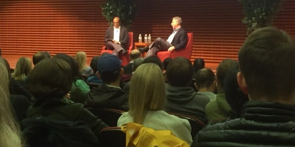 Marty Baron, executive editor at The Washington Post, spoke at CEMEX on Tuesday (HANNAH KNOWLES/The Stanford Daily).