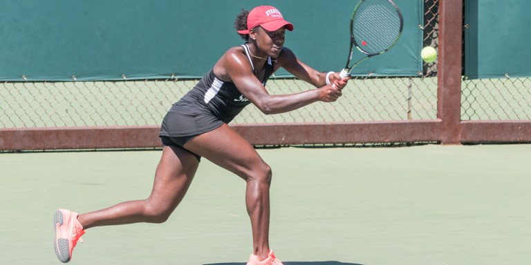 Sophomore Melissa Lord won the No.3 singles match last game and will look to bey a key player this season for the defending NCAA champion Cardinal tennis squad. Stanford tennis now leads all other universities with 19 national championships in its history. (Bill Dally/ isiphotos.com)