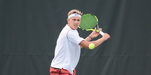In Stanford's 4-3 win over Memphis last week, junior David Wilczynski won his last two sets to close out the Cardinal's third win on the year. (MYLAN GRAY/ The Stanford Daily).