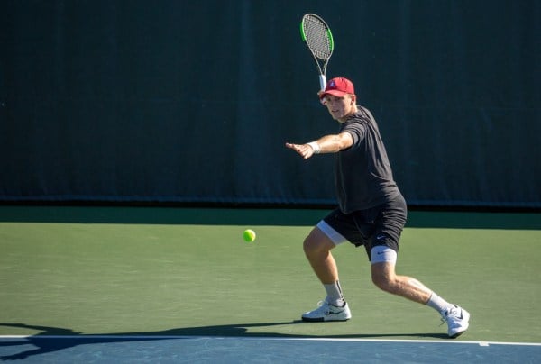 As the No. 2 seed, senior Tom Fawcett won in the finals of Sherwood Cup in straight sets. (Syler Peralta-Ramos/ Stanford Daily).