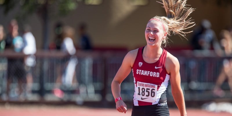Junior Rachel Reichenbach placed fifth in the high jump at the Don Kirby invitational. Tying her personal best at 5-8 ¾, Reichenbach became No. 4 on the list of Stanford’s all-time best high jumpers (ANDREW VILLA/The Stanford Daily).