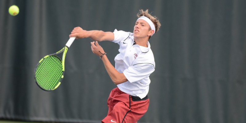 David Wilczynski was the first to score for the Cardinal, winning his singles match in straight sets: 6-2, 6-2.  (MYLAN GRAY/The Stanford Daily)