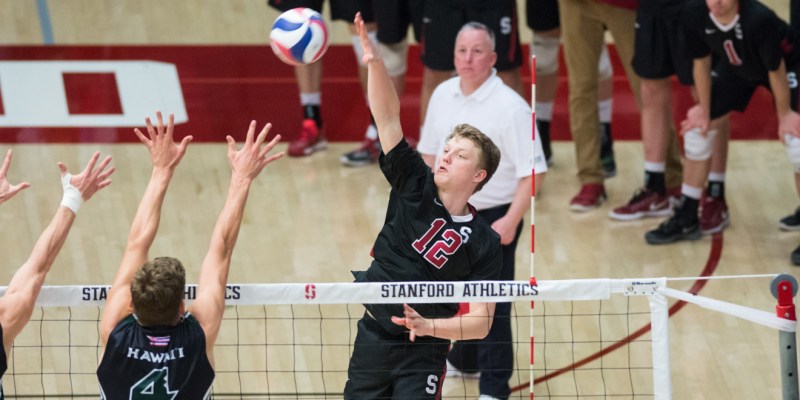Outside Hitter Jordan Ewert lead Stanford's offense in its upset against UCLA  and earned himself conference honors.  (RAHIM ULLAH/ The Stanford Daily).