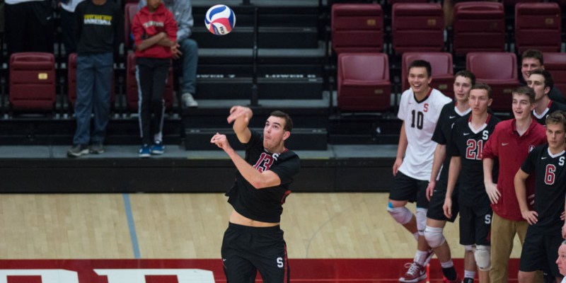 Middle Blocker Kevin Rakestraw is third in the team for kills, totaling 103 so far this season. Despite efforts by Rakestraw and his squad, the Cardinal was unable to best the Trojans on Thursday night. (RAHIM ULLAH/The Stanford Daily)