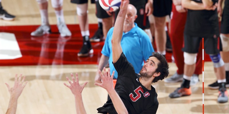 Fifth year outside hitter Gabriel Vega played a pivotal role in Stanford's late rally on Sunday. Vega had 15 kills to go along a season-high seven digs to help the Cardinal overcome a 1-2 set deficit (Hector Garcia-Molina/STANFORD ATHLETICS)
