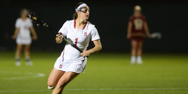 Senior attacker Elizabeth Cusick led the Cardinal offense with three goals in the game. Stanford cruised in the second half of a 19-9 win against Ohio State. (SAM GIRVIN/The Stanford Daily)