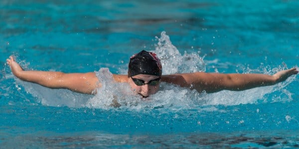 Freshman Katie Ledecky broke the US and NCAA record in the 500-yard freestyle in one of her several victories. Ledecky earned Swimmer of the Meet honors for her outstanding performance. (BILL DALLY/Stanford Athletics)