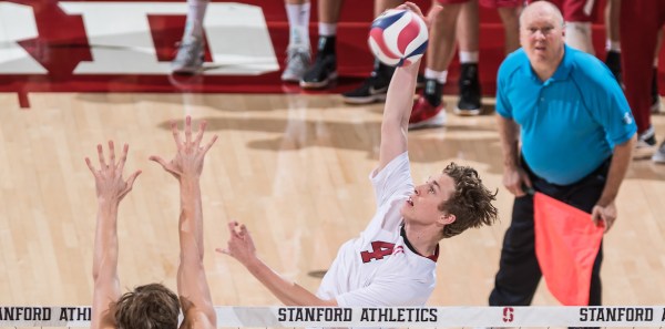 Freshman outside hitter Eric Beatty led the Stanford offense with 10 kills in a 3-1 victory against Lees-McRae. (BILL DALLY/isiphotos.com)