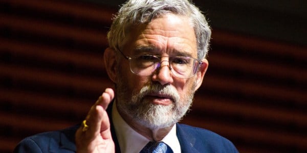 John Holdren delivered the Stephen H. Schneider Memorial Lecture this week (AMELIA LELAND/The Stanford Daily).