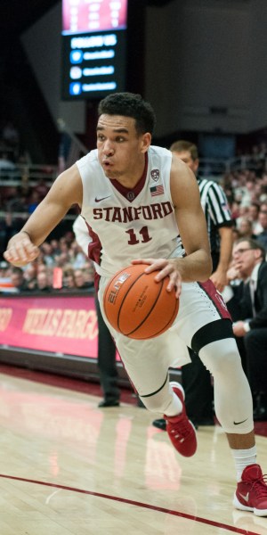 Junior guard Dorian Pickens has fueled Stanford's offensive production, leading the team in scoring with with teammate, junior forward Reid Travis. Pickens and Travis will need to not only continue, but to up their game as they prepare for their final regular season game. This game will be important in determining the Cardinal's rank amongst Pac-12 foes (RAHIM ULLAH/The Stanford Daily).