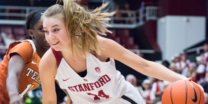 Senior Karlie Samuelson is finishing up her Stanford career as one of the team's greatest assets. Samuelson's fortes include shots beyond the arc, in which she led the conference this season. (RAHIM ULLAH/The Stanford Daily)