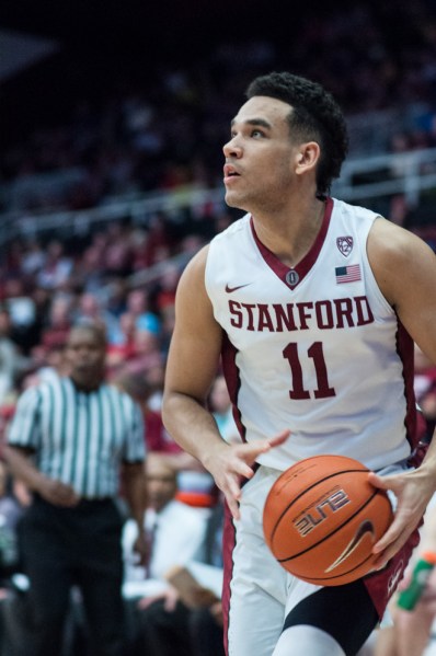 Junior guard Dorian Pickens led the Stanford offense with 20 points, but it was not enough as the Cardinal fell in their final game of the season on the road. (RAHIM ULLAH/The Stanford Daily)