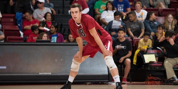 Senior opposite Clay Jones delivered a season-high 12 kills against Penn State. Coming back from an early-season injury, Jones has been a crucial component of Stanford's past wins. (MIKE RASAY/isiphotos.com)