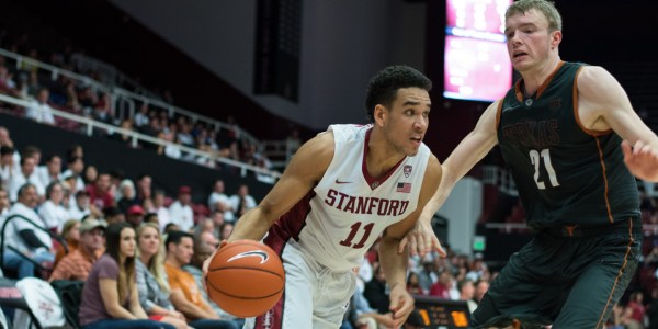 Junior guard forward Dorian Pickins dropped 20 points in Stanford's loss against Utah to end the regular season, and his shooting contribution will be needed in order to defeat Arizona State in the first round of the conference championships. (RAHIM ULLAH/The Stanford Daily)