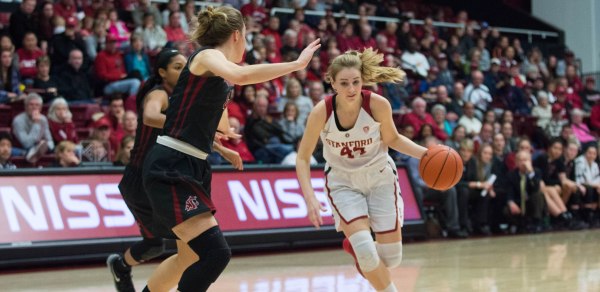 Senior Karlie Samuelson put up 21 points against Washington State in the first game of the Pac-12 tournament. Stanford heads to the final game against Oregon State on Sunday. (SANTOSH MURUGAN/The Stanford Daily)