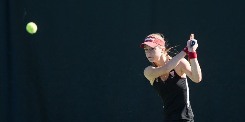 Senior Caroline Doyle delivered the clinching point in the conference championship match against No. 16 Cal. (RAHIM ULLAH/The Stanford Daily)
