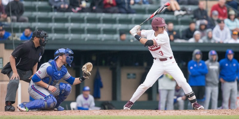 Daniel Bakst helped the Cardinal slip past USC in their three-game series in Southern California. The freshman spurred Stanford offensively on Sunday, earning three RBI's as the Cardinal closed out the series with a 6-3 win. (MACIEK GUDRYMOWICZ/isiphotos.com)