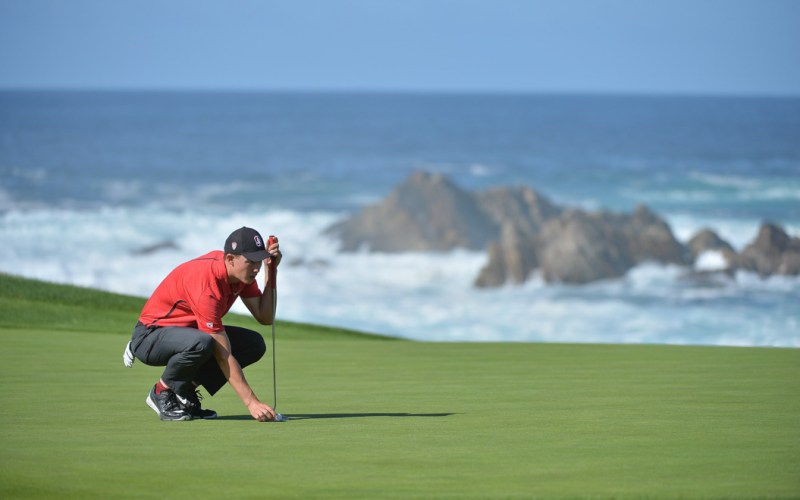 Senior Maverick McNealy shot even par over the weekend to place fourth in the Western Intercollegiate and help Stanford to a second-place finish. McNealy was one of three Cardinal golfers to finish in the top-five individually. (JOHN TODD/isiphotos.com)