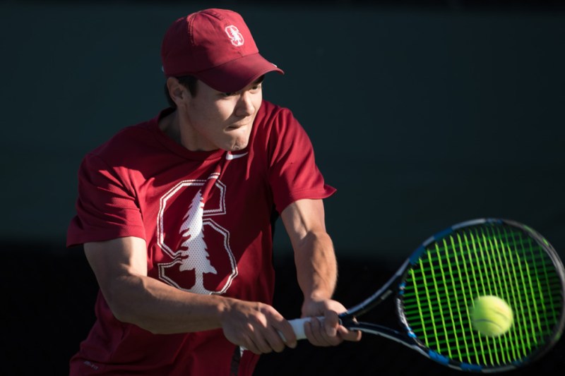 Senior Brandon Sutter provided the clincher for Stanford on Friday, defeating Thibault Forget in straight sets to cap a monumental 4-1 upset over the No. 5 Trojans and extend the Cardinal's win streak to five. The team fell 4-2 to No. 10 UCLA on Sunday. (LINDSAY RADNEDGE/isiphotos.com)