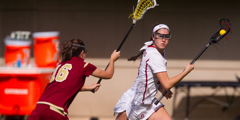 Senior Kelsey Murray led Stanford's offense in the comeback win against Oregon, scoring five goals in the second half. With the strong performance, Murrey tied Lucy Dikeou's school record at 124 career goals. (ANDREW VILLA/isiphotos.com)