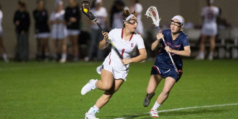 Attacker Elizabeth Cusick netted two goals against the Trojans in Stanford's losing effort, yet the diligent play from the senior powered the Cardinal offense. (RAHIM ULLAH/The Stanford Daily)