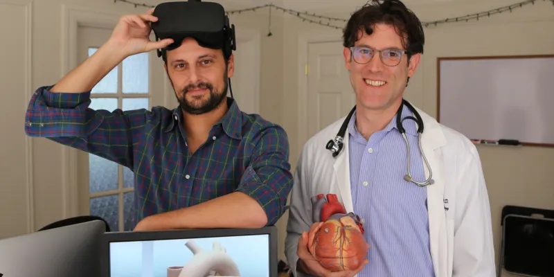 David Axelrod, right, and and David Sarno have developed a virtual reality tool for educating students about the human heart (Courtesy of David Axelrod).