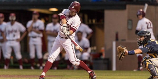 Junior Quinn Brodey accounted for three of the Cardinal's four runs on Tuesday, batting home two RBIs and scoring a run while propelling Stanford over San Jose State by a final tally of 4-3. (Bill Dally/isiphotos.com)