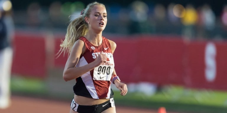 Vanessa Fraser recorded a personal-best time in the 5,000 meter this weekend at home. Running unattached, the senior was one of fourteen runners to break 15:30 on the race. (DAVID BERNAL/isiphotos.com)