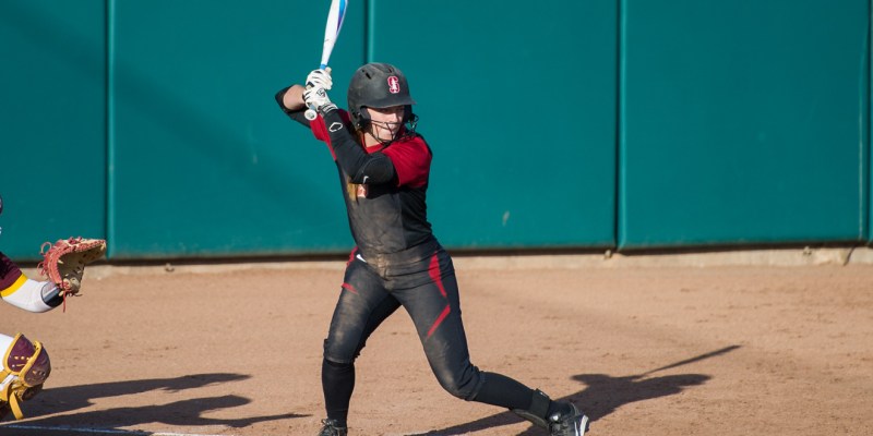 Senior Kylie Sorenson had two hits in her final softball game of her collegiate career. Stanford fell to the Oregon Ducks in a three-game series over the weekend to end its season. (KAREN AMBROSE HICKEY/Courtesy).
