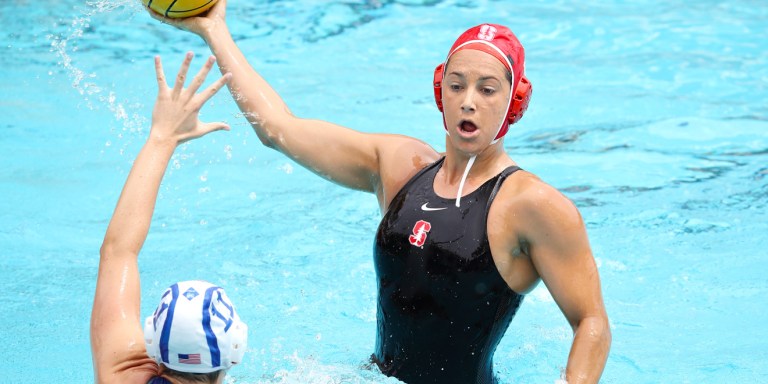 Senior Maggie Steffens scored with nine seconds remaining in the match to lead Stanford to a win over UCLA on Sunday. The win was Stanford's 113th team title, tying the Cardinal with UCLA for the most all-time. (HECTOR GARCIA-MOLINA/Courtesy).