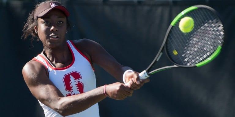 Sophomore Melissa Lord recorded the only point for the Cardinal in the NCAA tournament championship against top-seeded Florida Gators. Seventh-seed Stanford almost marched to another cinderella championship run yet fell in the title game on a stormy Georgian night. (LYNDSAY RADNEDGE/isiphotos.com)