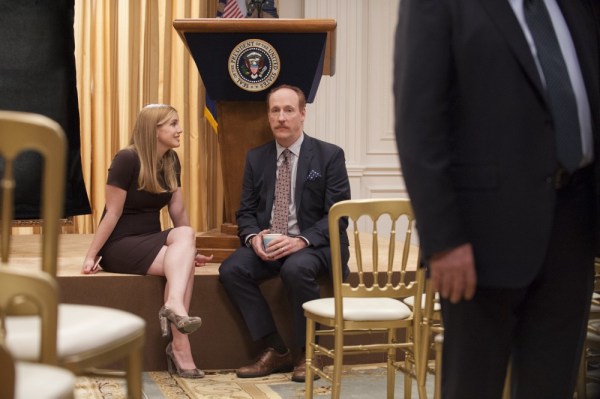 Anna Chlumsky as Amy Brookheimer alongside Matt Walsh as Mike McLintock in season six of HBO's 'VEEP' (Colleen Hayes/HBO).